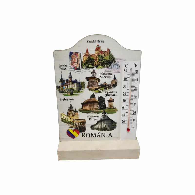Romania, decoratiune lemn cu termometru, model 13
